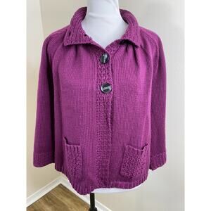 Style & Co Womens Button CARDIGAN SWEATER - Size LARGE - Berry Purple